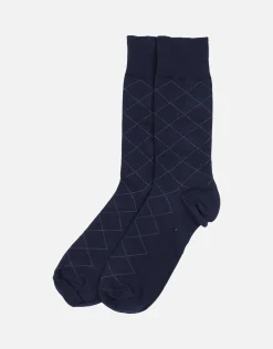 Diamond Dress Socks in Navy