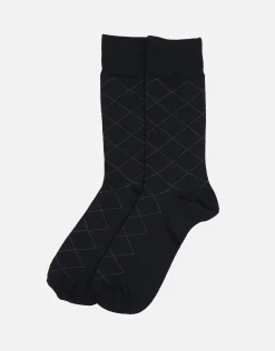 Diamond Dress Socks in Navy