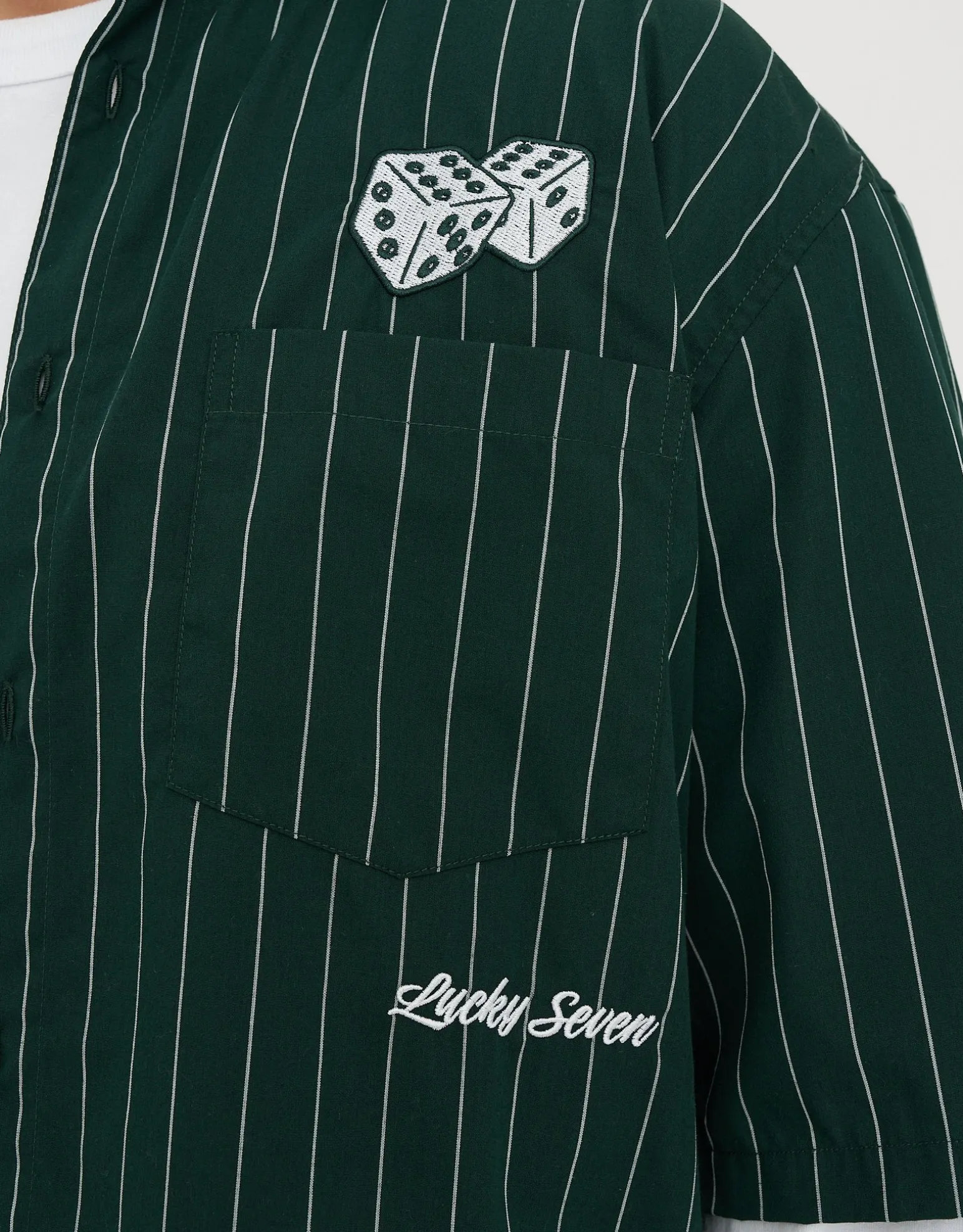 Dice Supply Cropped Short Sleeve Shirt in Deep Forest Green