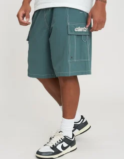 Distortion Cargo Swim Shorts in Black