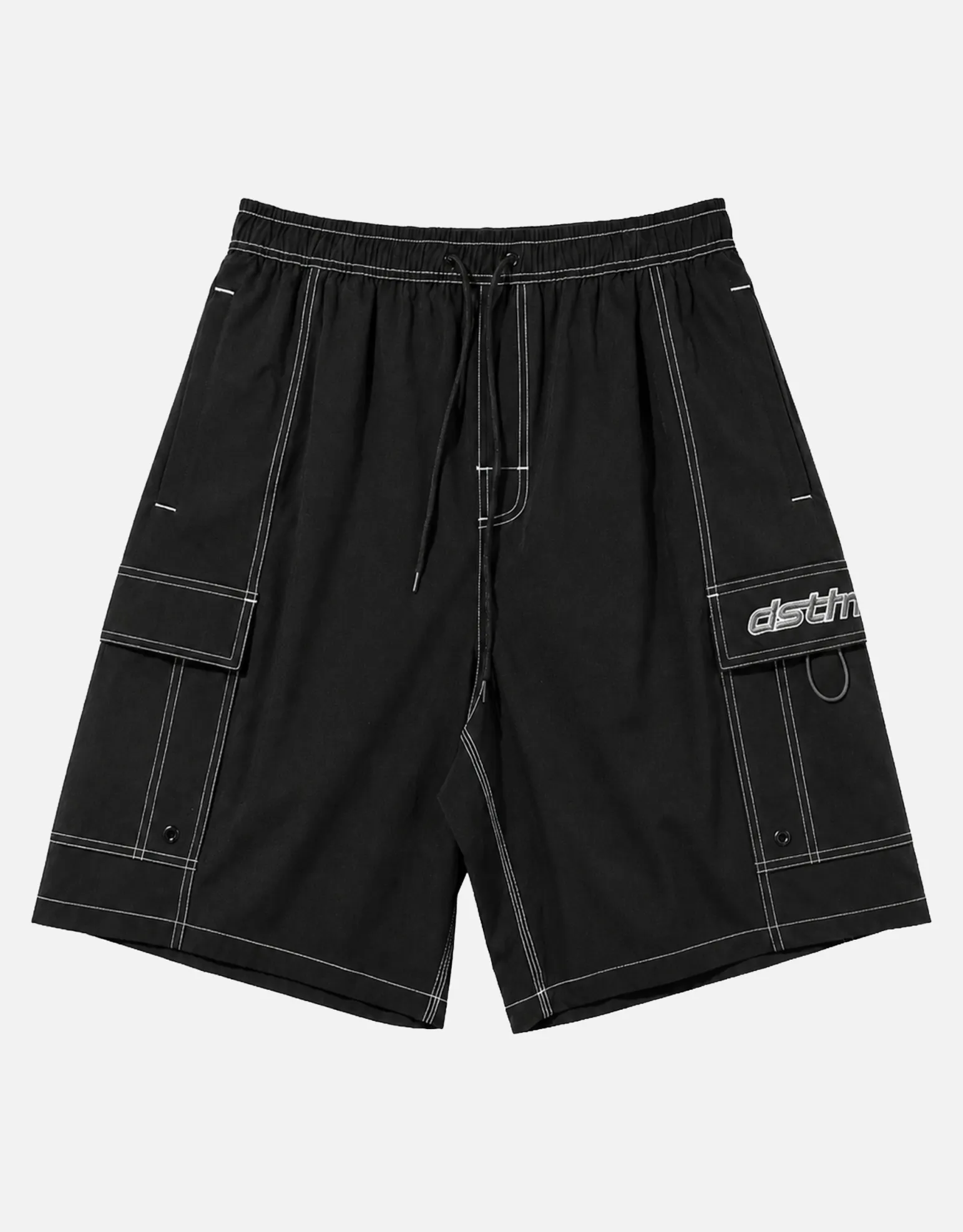Distortion Cargo Swim Shorts in Black