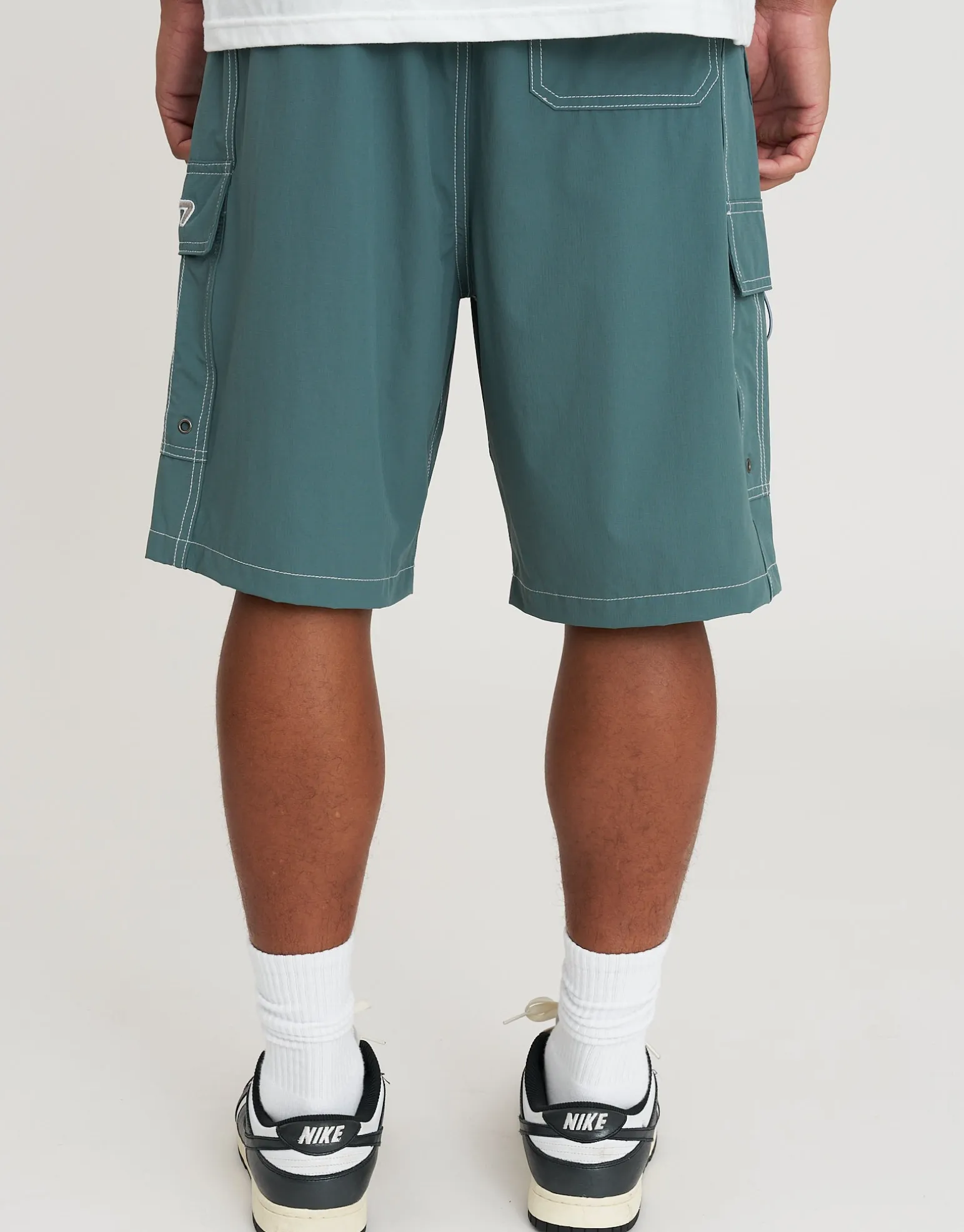 Distortion Cargo Swim Shorts in Black