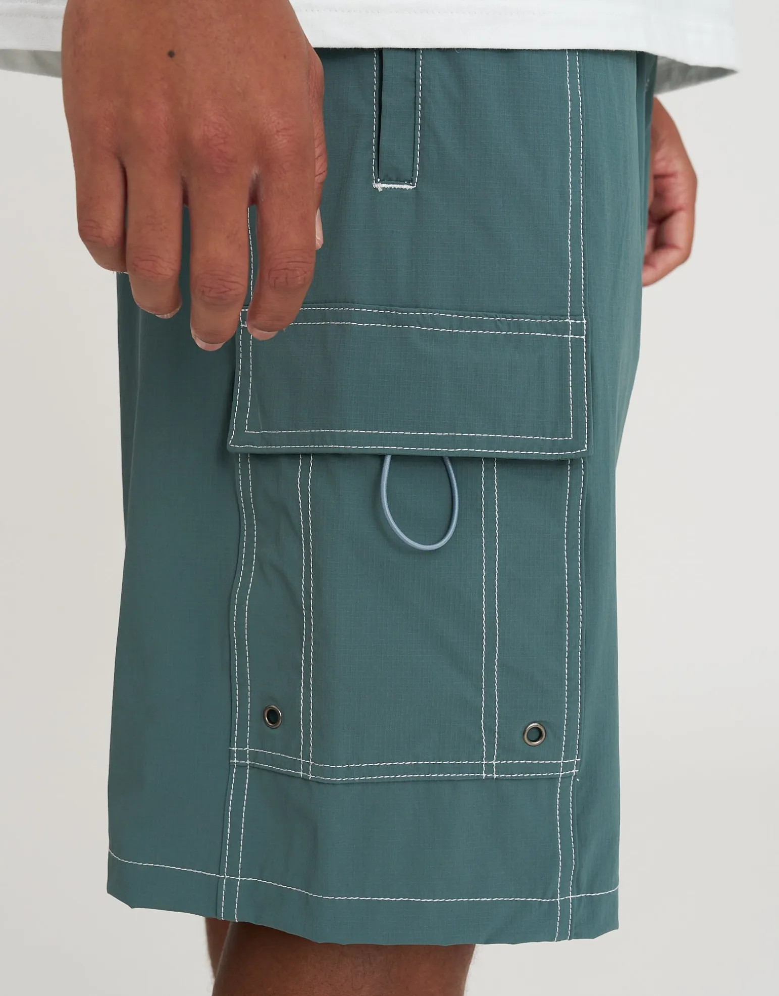 Distortion Cargo Swim Shorts in Black