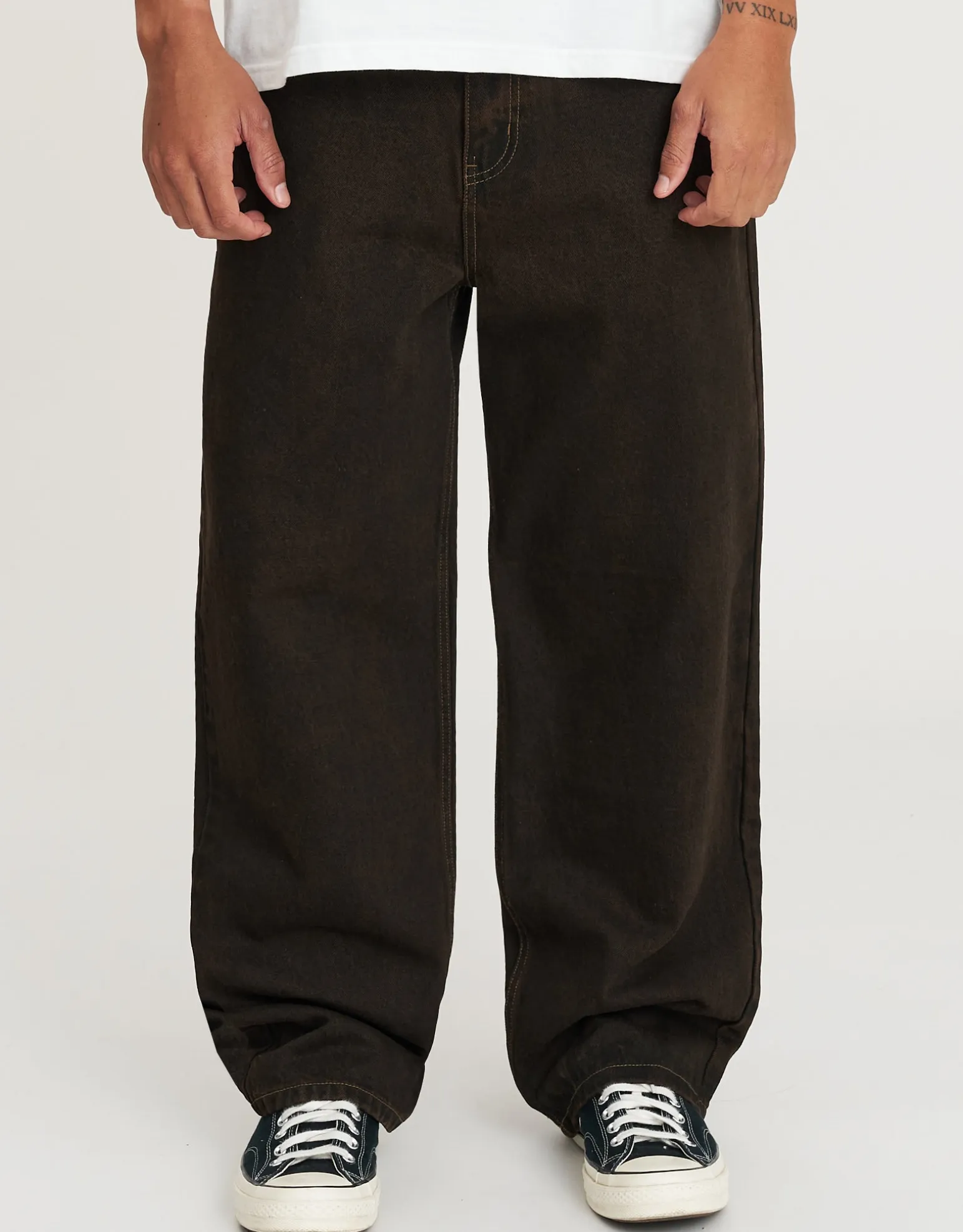 Distortion Debossed Baggy Jean in Cloud White