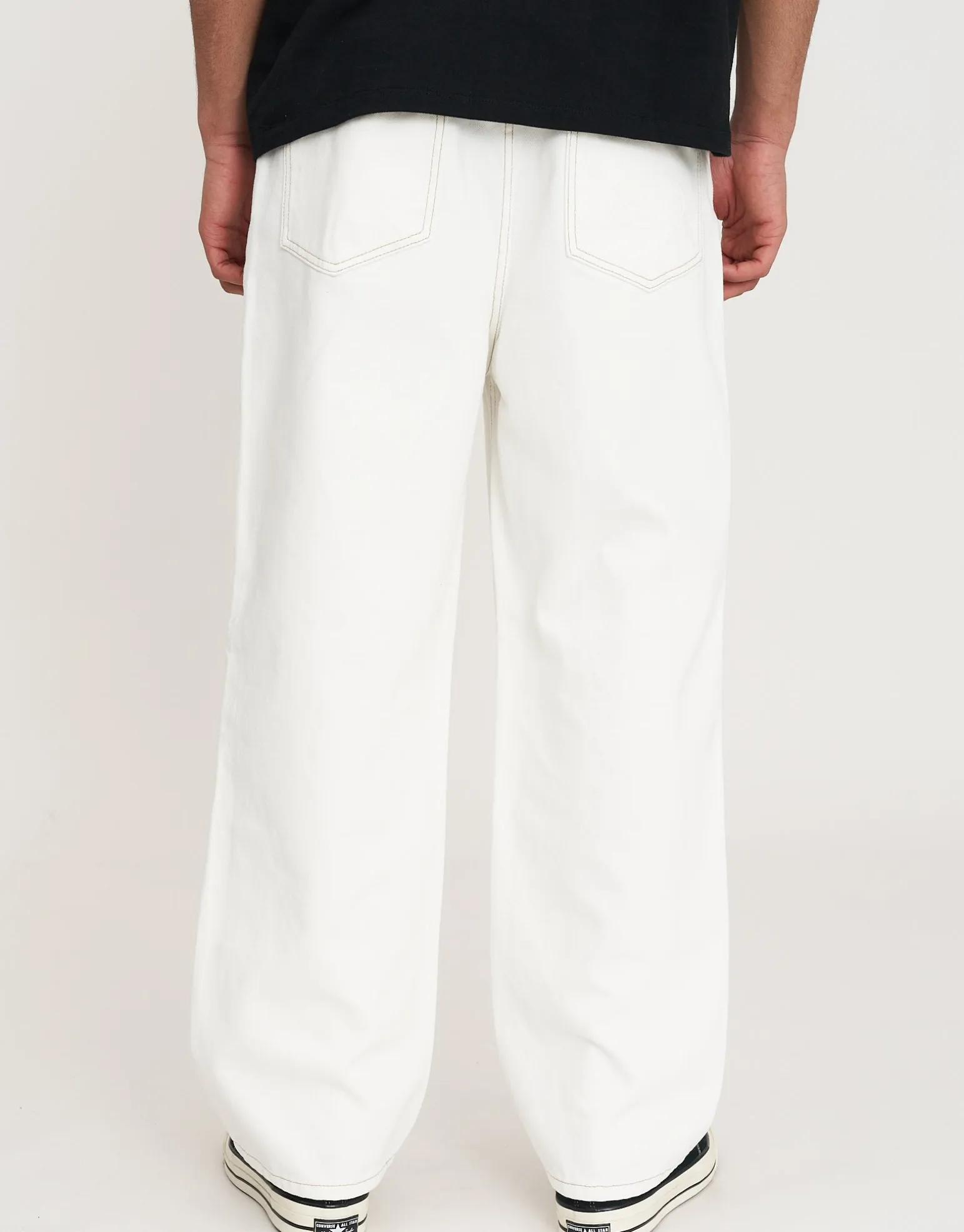 Distortion Debossed Baggy Jean in Cloud White