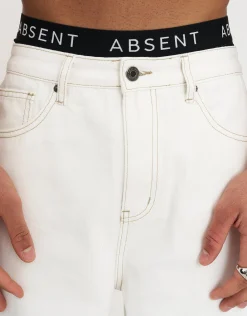 Distortion Debossed Baggy Jean in Cloud White