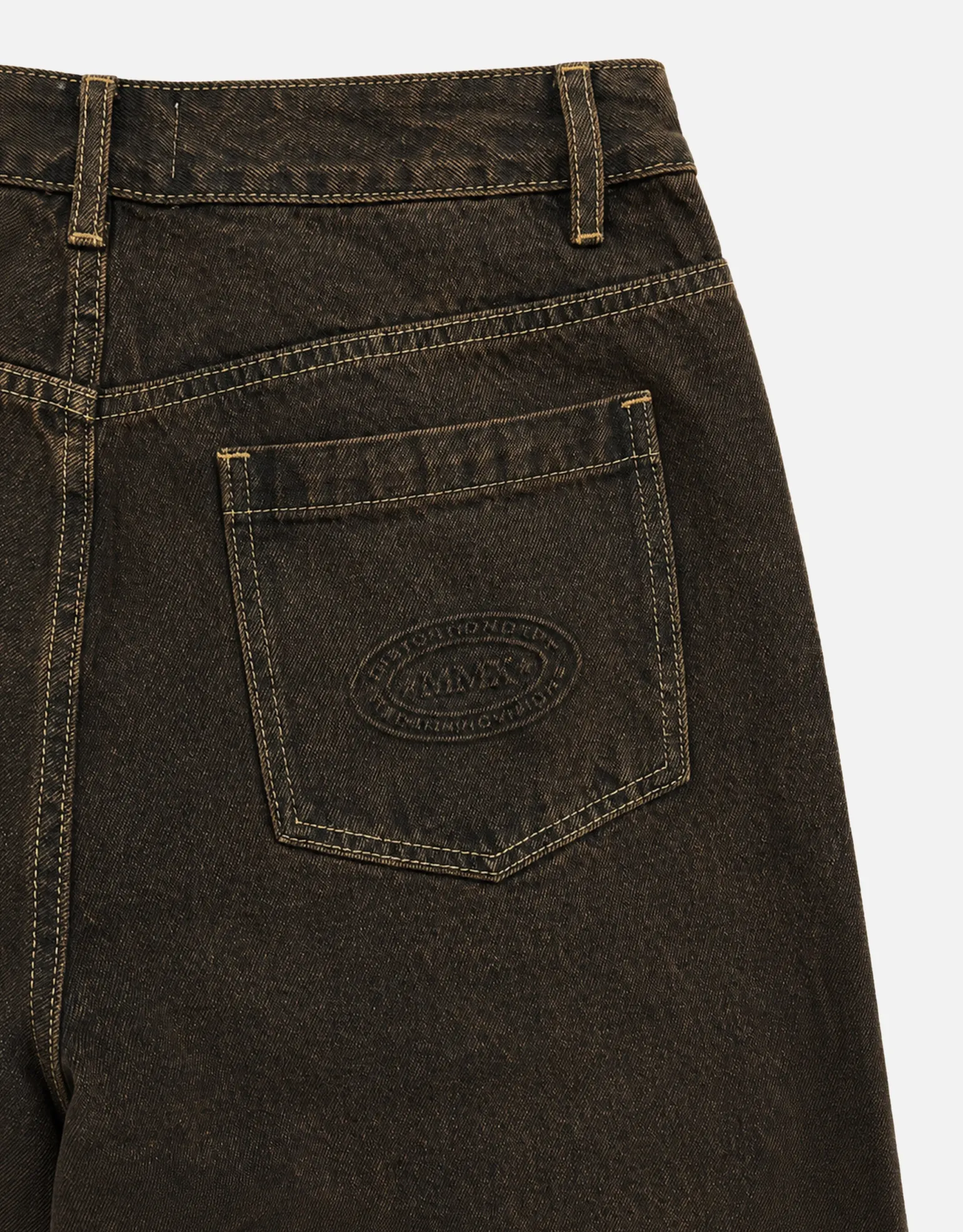 Distortion Debossed Baggy Jean in Brown Fade