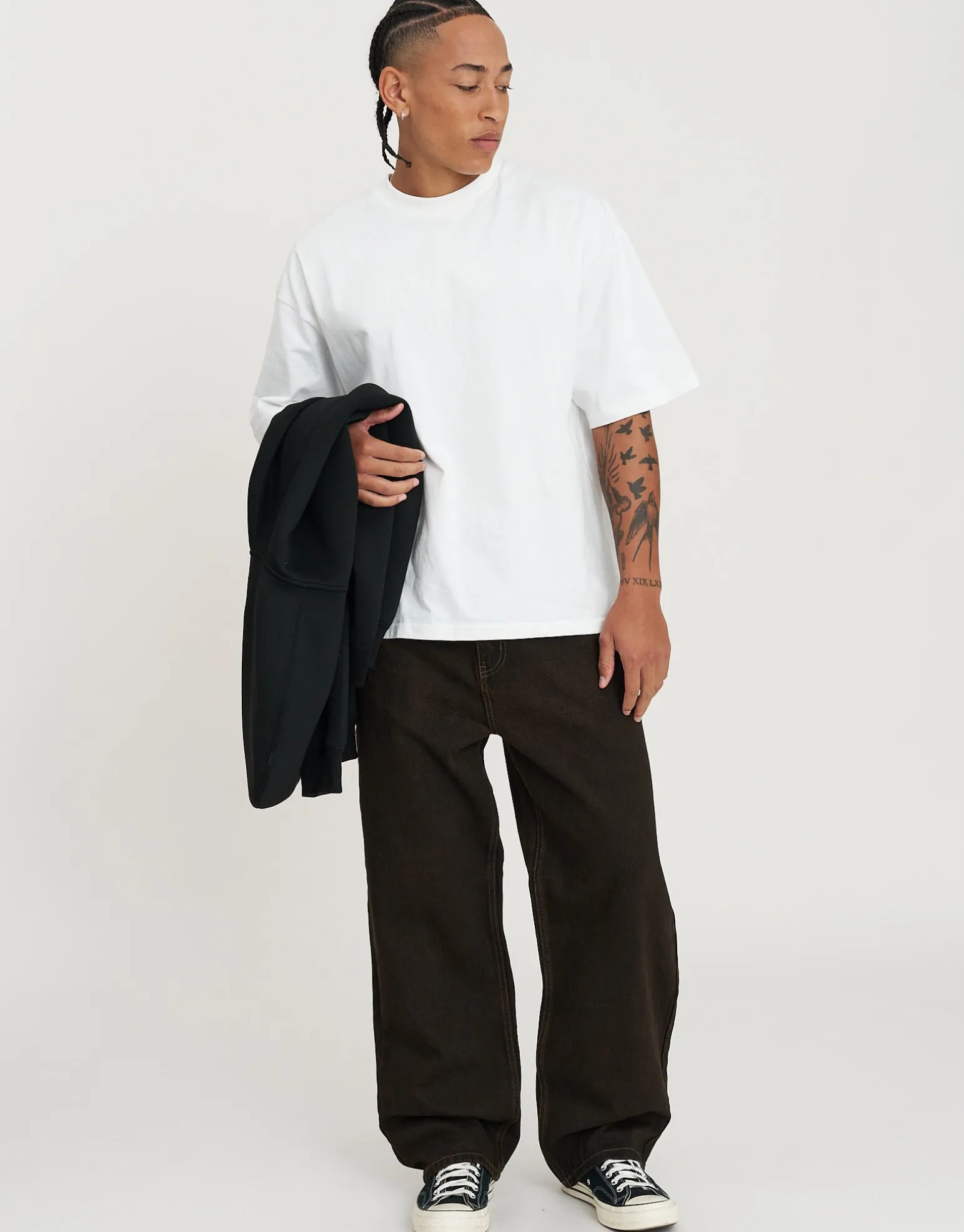 Distortion Debossed Baggy Jean in Brown Fade