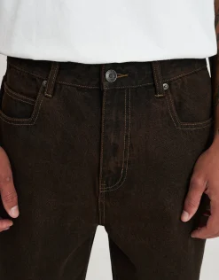 Distortion Debossed Baggy Jean in Brown Fade