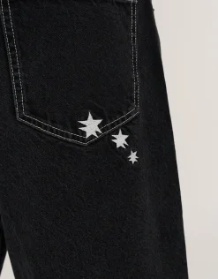 Distortion Star Jort in Black/white Stitch