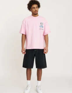 Distortion Star Jort in Black/white Stitch