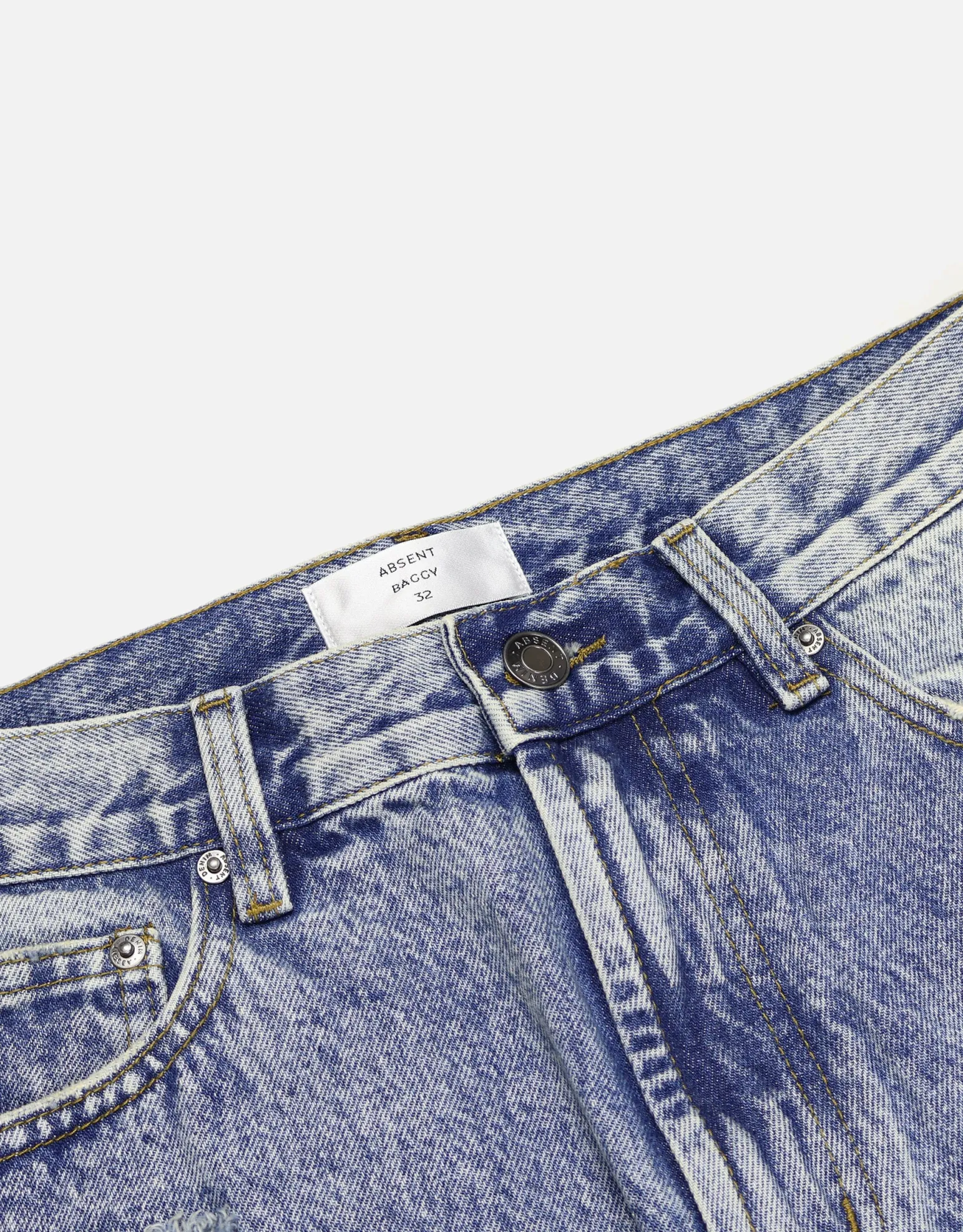 Distressed Baggy Fit Jeans in Acid Wash Blue