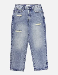 Distressed Baggy Fit Jeans in Acid Wash Blue