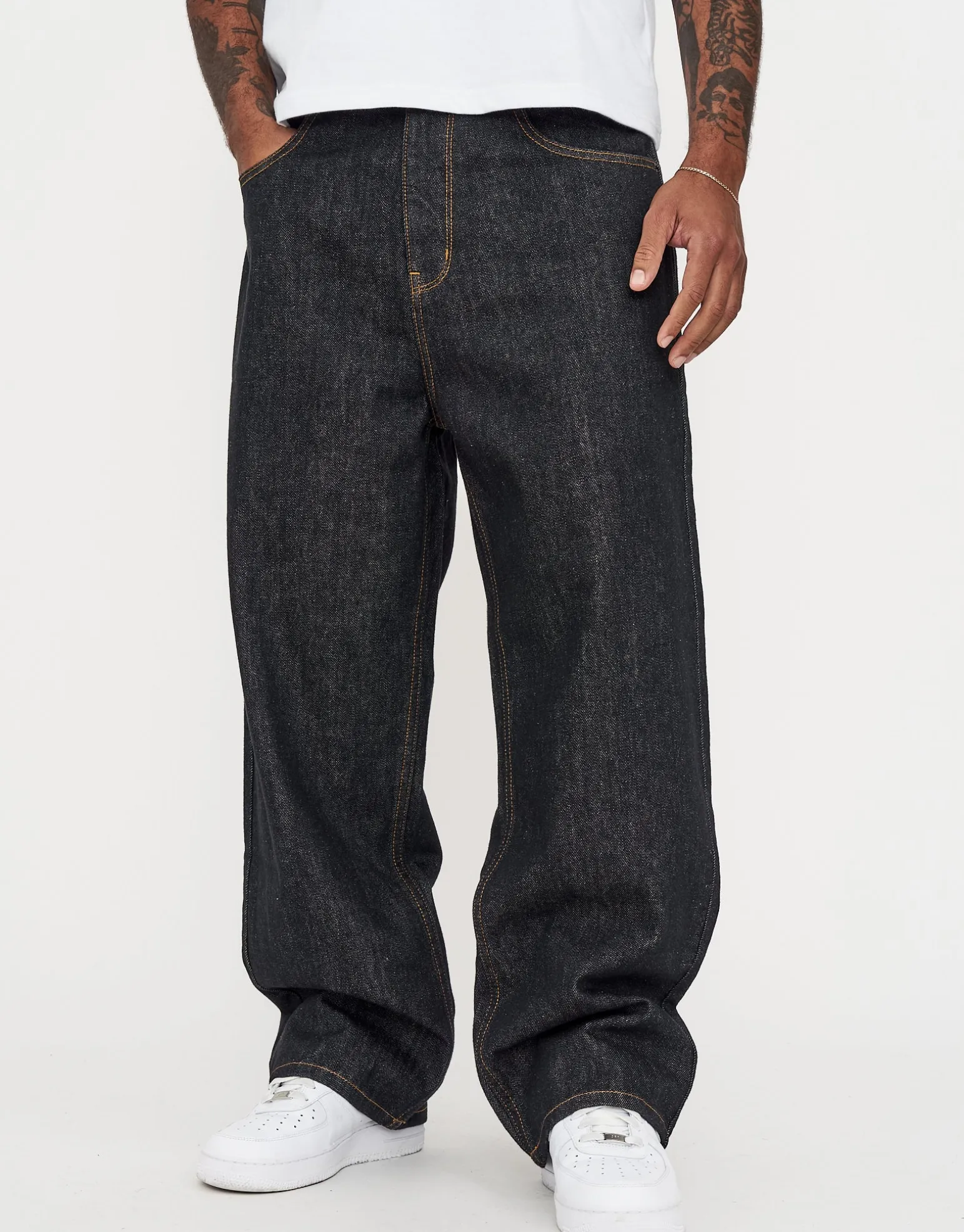 Distressed Baggy Fit Jeans in Acid Wash Blue