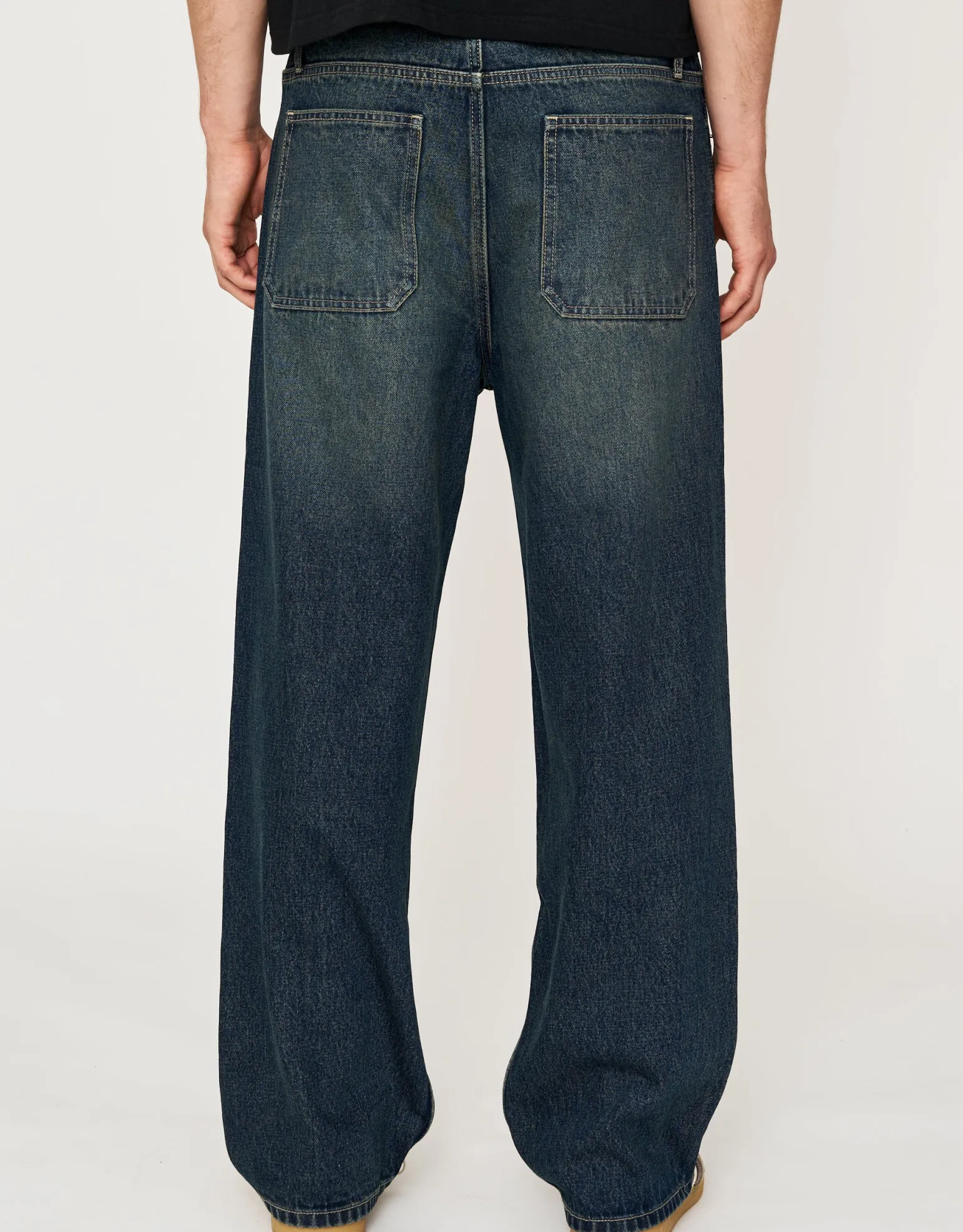 Distressed Baggy Fit Jeans in Acid Wash Blue