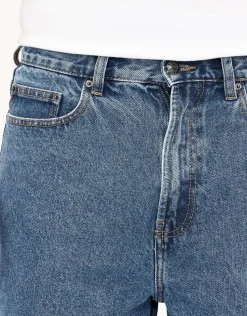 Distressed Relaxed Fit Denim Shorts in Acid Wash Blue