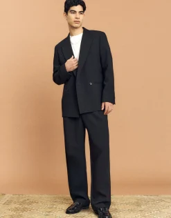 Double Breasted Relaxed Suit Jacket in Black