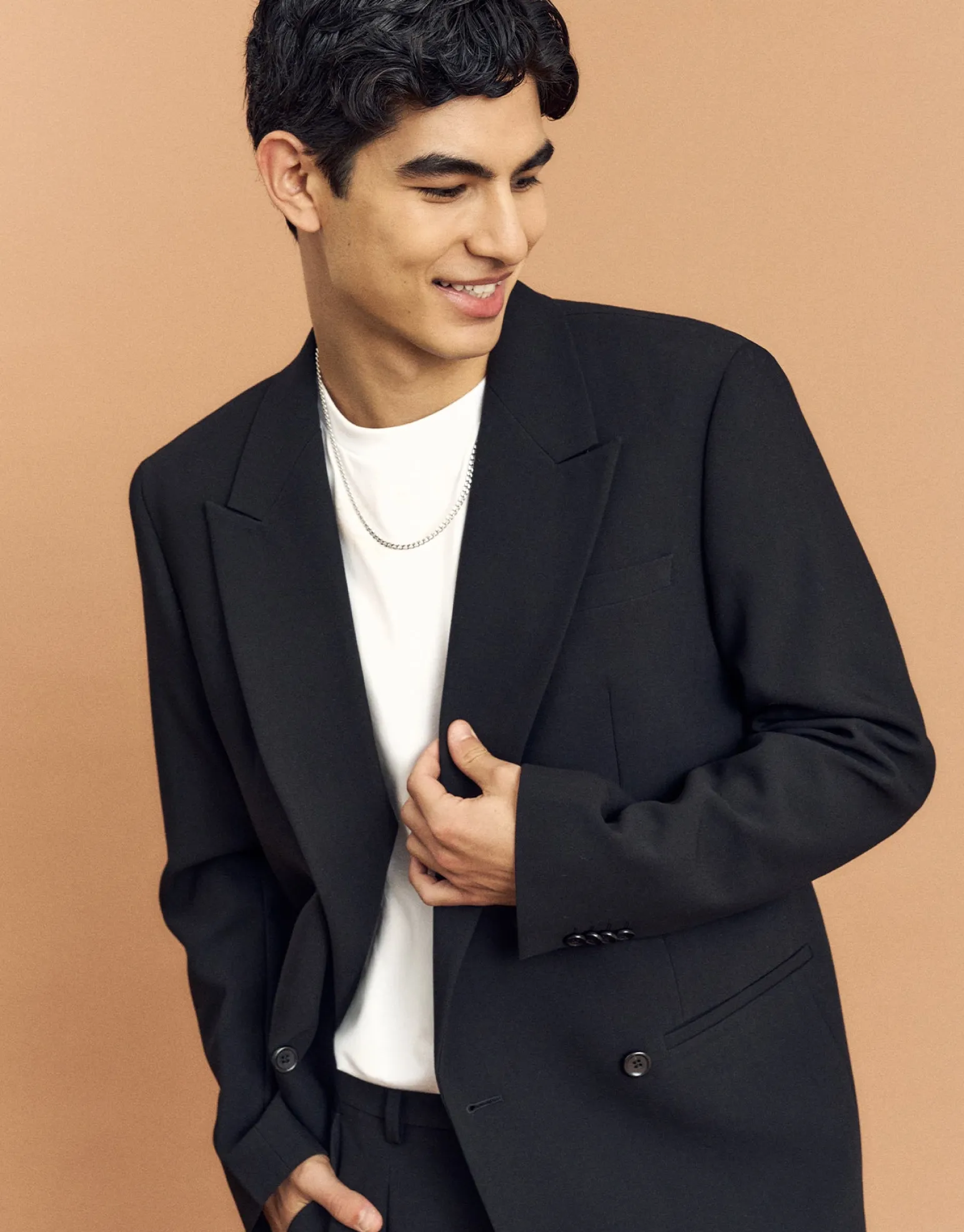 Double Breasted Relaxed Suit Jacket in Black