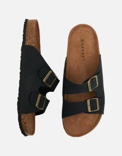 Double Strap Sandals in Black