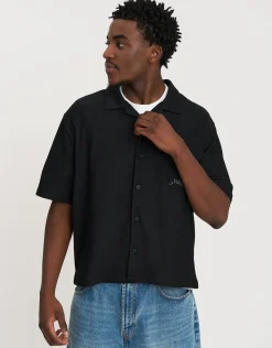 Dragon Ribbed Short Sleeve Shirt in Black