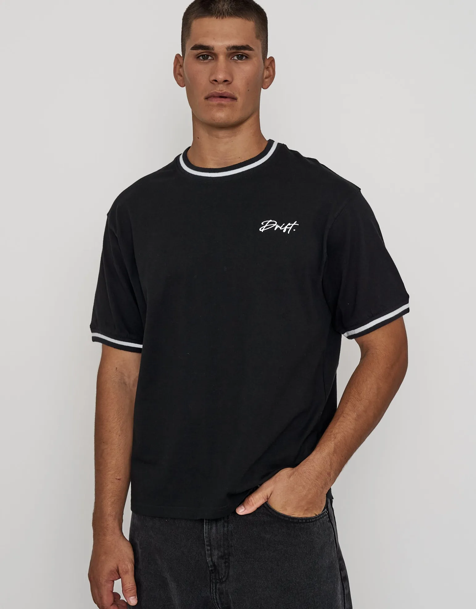 Drift Contrast Relaxed Fit T Shirt in Black