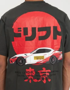 Drifter Racing Tee in Pewter Grey