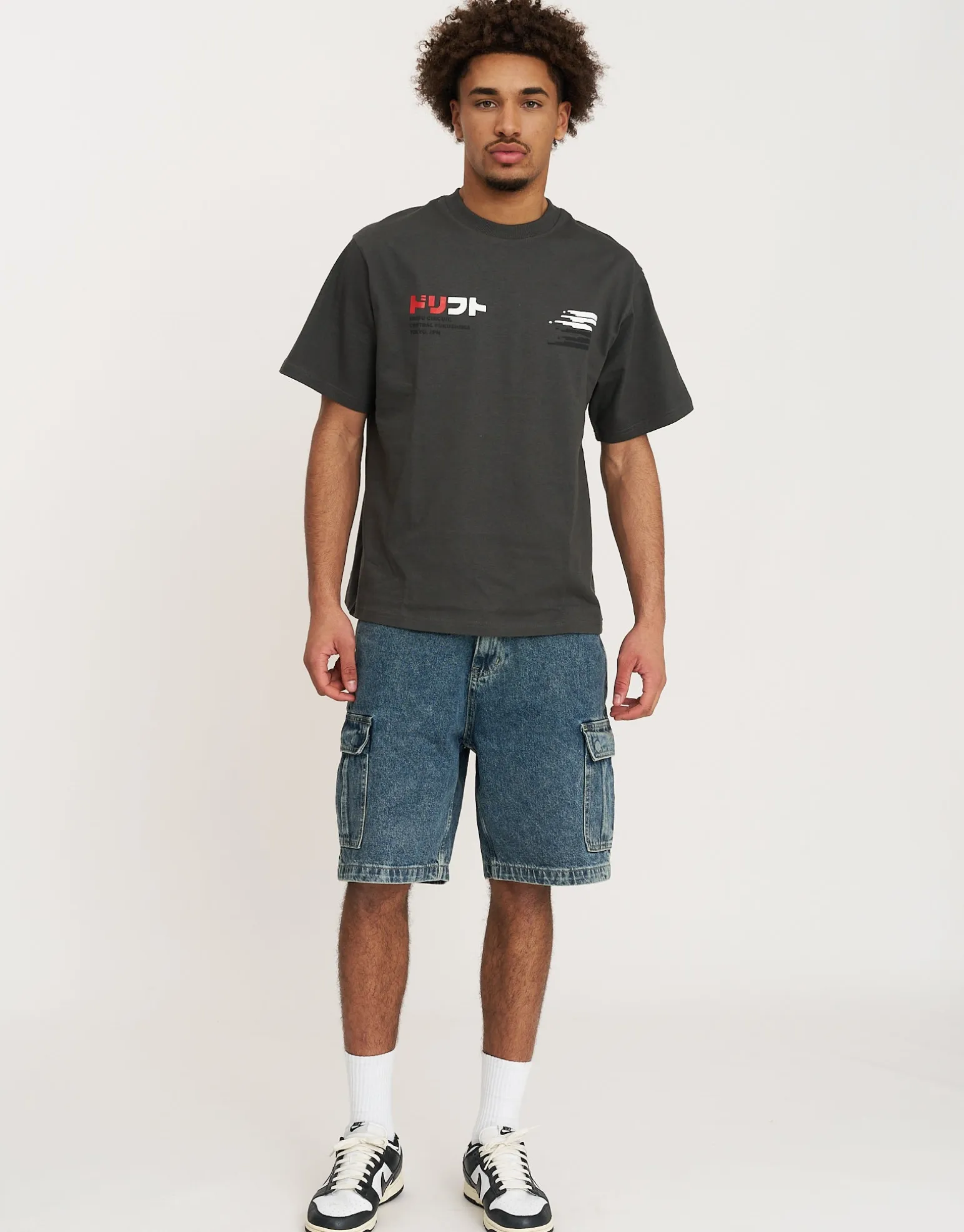 Drifter Racing Tee in Pewter Grey