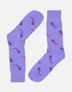 Egg Plant Pattern Dress Socks in Purple