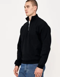 Essential Oversized Quarter Zip Sweat in Ecru