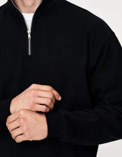 Essential Oversized Quarter Zip Sweat in Ecru