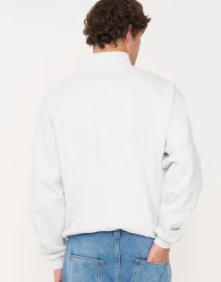 Essential Oversized Quarter Zip Sweat in Pewter Grey