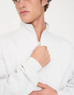 Essential Oversized Quarter Zip Sweat in Pewter Grey