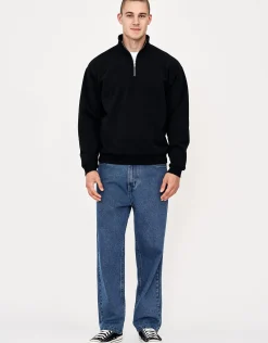 Essential Oversized Quarter Zip Sweat in Pewter Grey