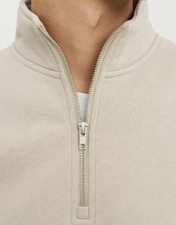 Essential Oversized Quarter Zip Sweat in Snow Marl