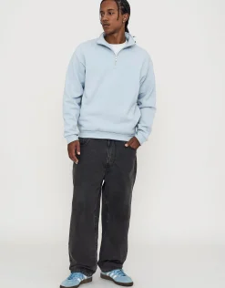 Essential Oversized Quarter Zip Sweat in Snow Marl