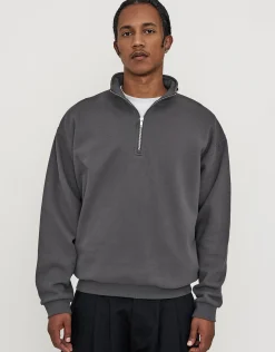 Essential Oversized Quarter Zip Sweat in Black