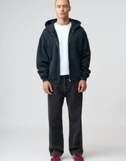 Essential Oversized Zip Up Hoodie in Washed Grey