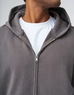 Essential Oversized Zip Up Hoodie in Washed Grey