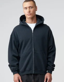 Essential Oversized Zip Up Hoodie in Washed Grey
