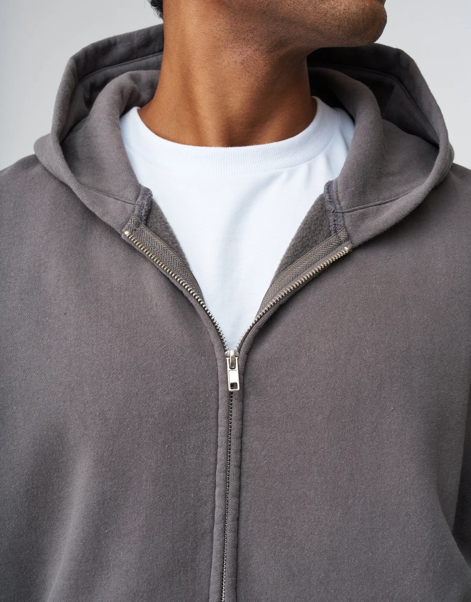 Essential Oversized Zip Up Hoodie in Washed Black