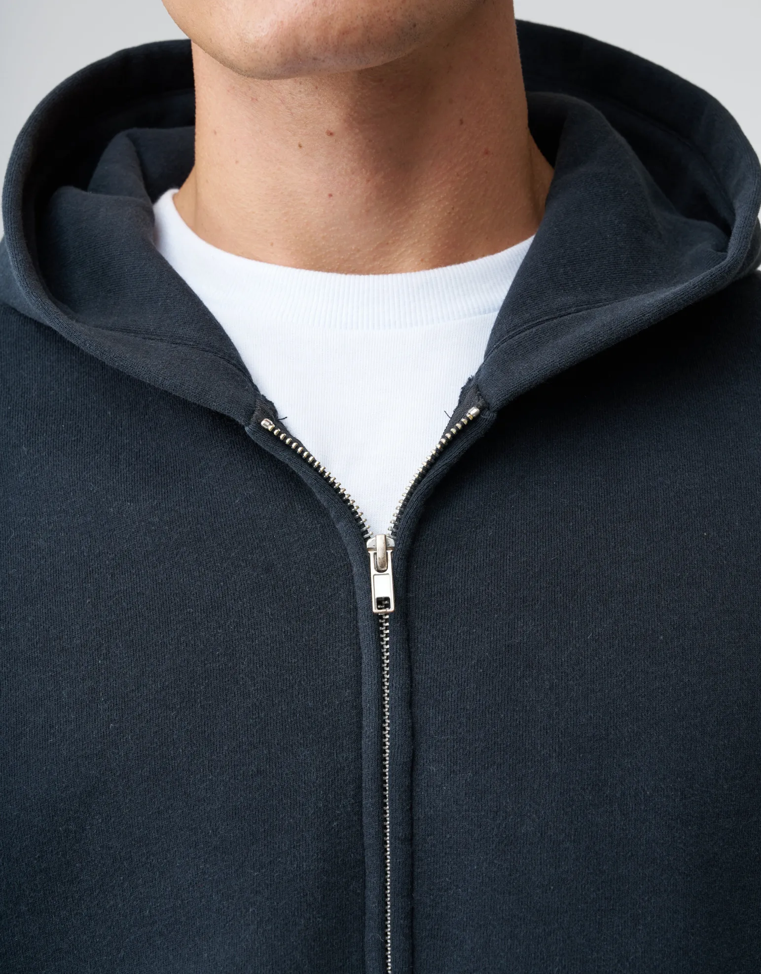 Essential Oversized Zip Up Hoodie in Washed Black