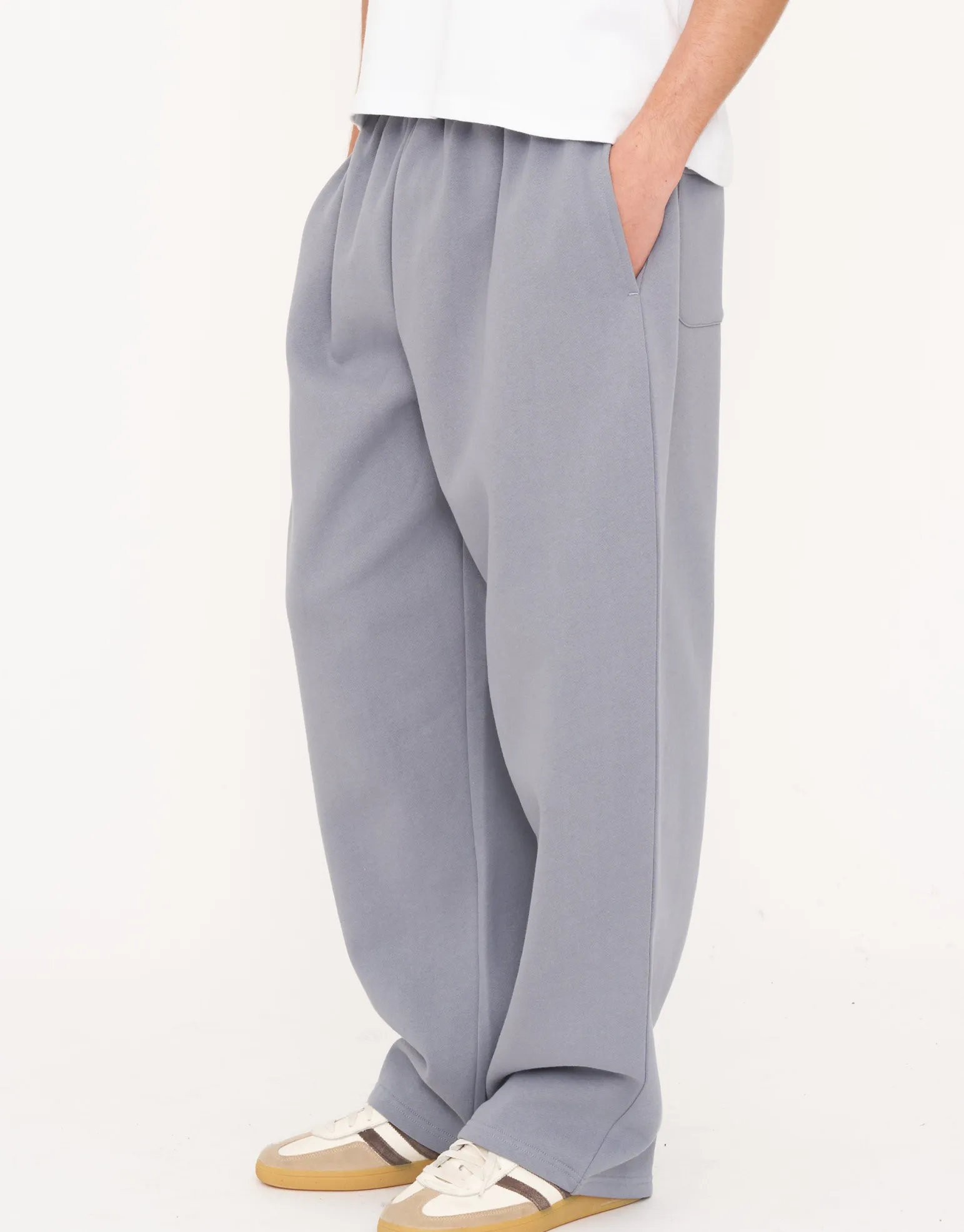 Essential Wide Track Pants in Slate