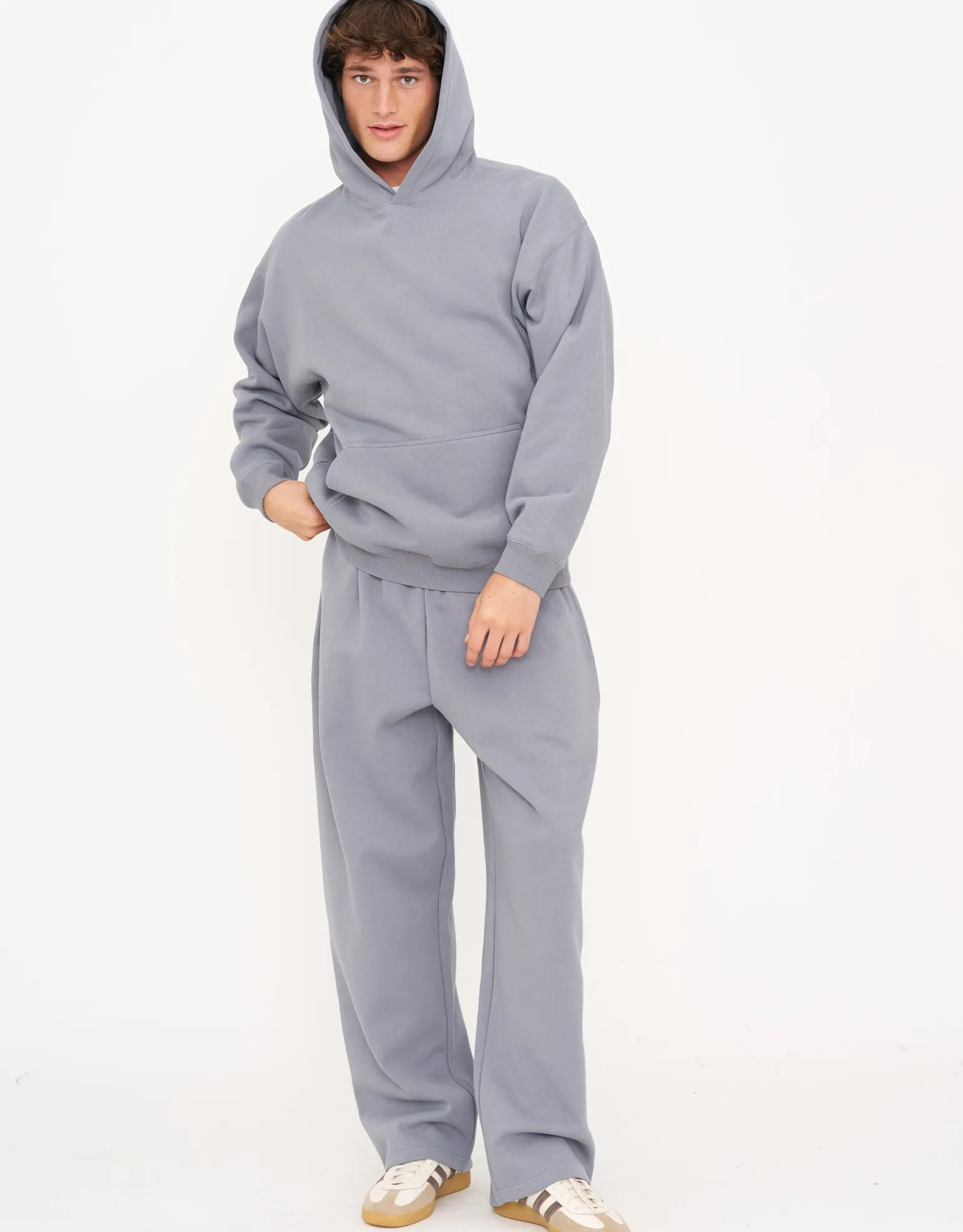 Essential Wide Track Pants in Slate