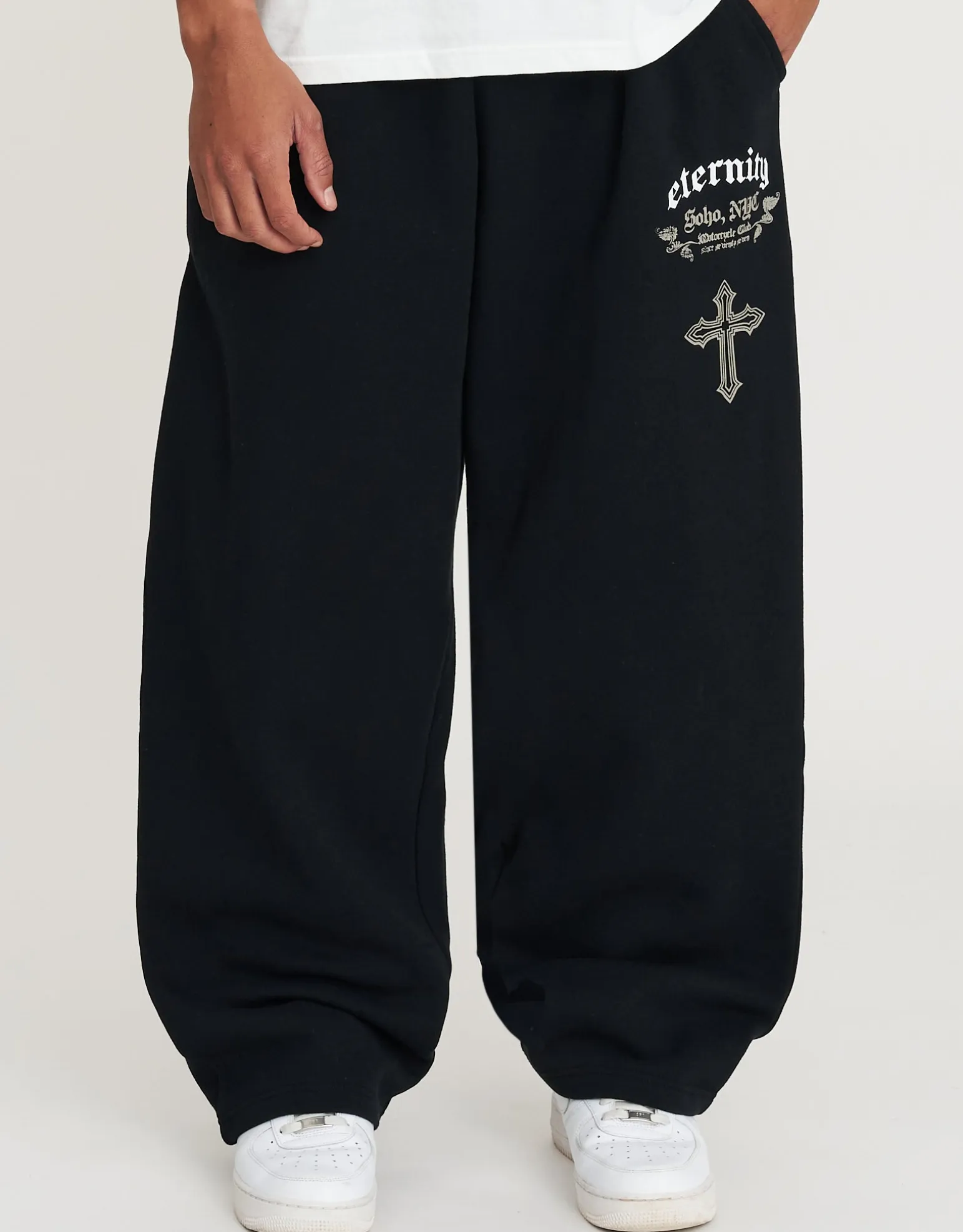 Eternity Wide Leg Track Pants in Black