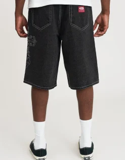 Eternity Wings Baggy Fit Jorts in Washed Black