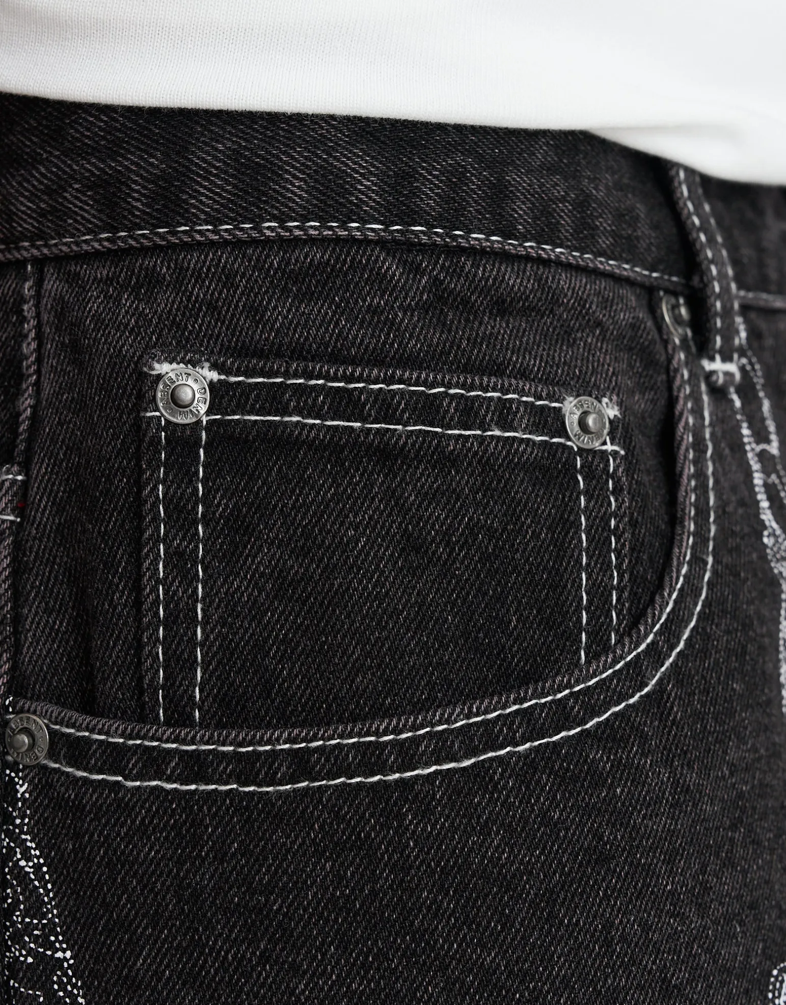 Eternity Wings Baggy Fit Jorts in Washed Black