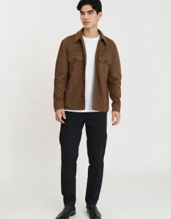 Faux Suede Smart Jacket in Khaki
