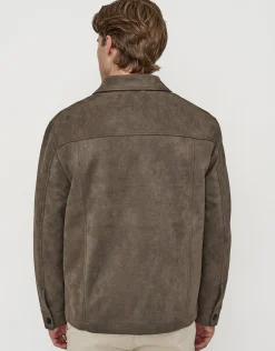Faux Suede Smart Jacket in Khaki