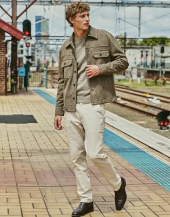 Faux Suede Smart Jacket in Khaki