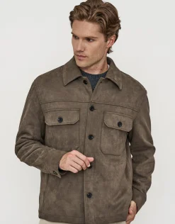 Faux Suede Smart Jacket in Tobacco